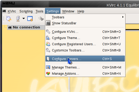 KVIrc: Configure Servers